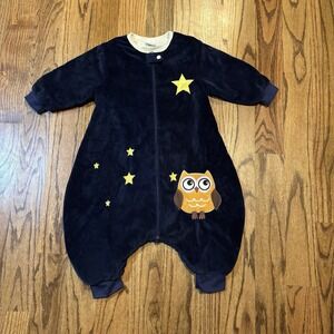 Michley Baby Sleep Sack Small Navy Plush Owl Stars Zip Front Wearable Blanket‎